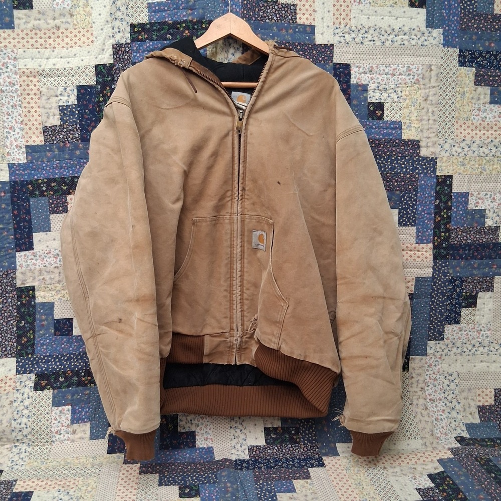 Carhartt J04 BRN Quilted Lined Active Jacket‎ Thrashed Brown XL Tall 2001